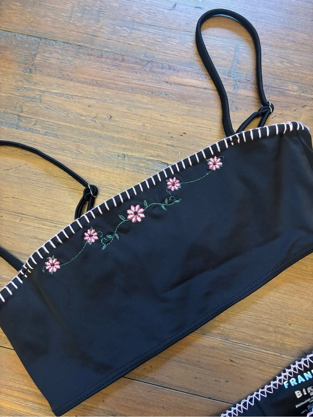 Frankie’s bikini sea fairy black embroidered bikini set